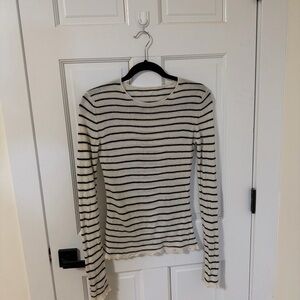 NWOT Vince Black and White Striped Pure Cashmere Sweater (sz M)